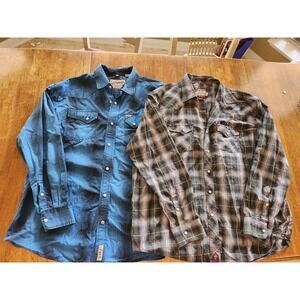 Rafter C Shirt Mens Red Dirt Collection Pearl Snap Western Cowboy XXL Blue Green